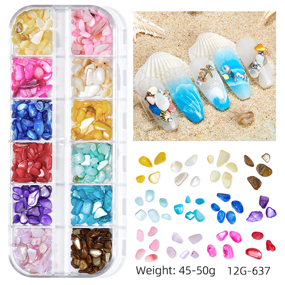 Wholesale Ocean Series Nail Art Jewelry Natural Shell Slices Abalone Slices Starfish Metal Rivets Pearl Small Stone Accessories